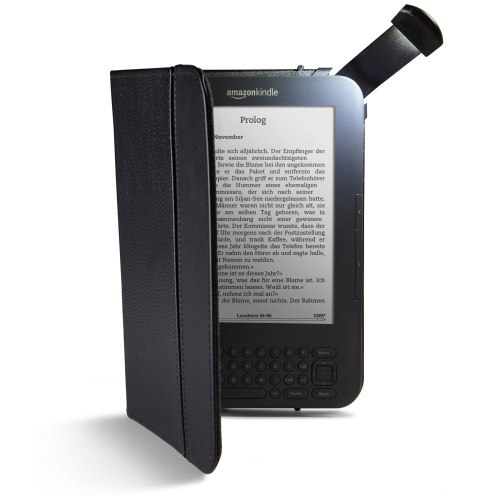 Husa piele cu iluminare pentru Kindle Keyboard (Negru)